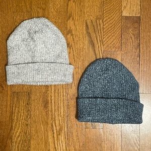 Two Beanies, Gray and Teal, One-Size Fits All